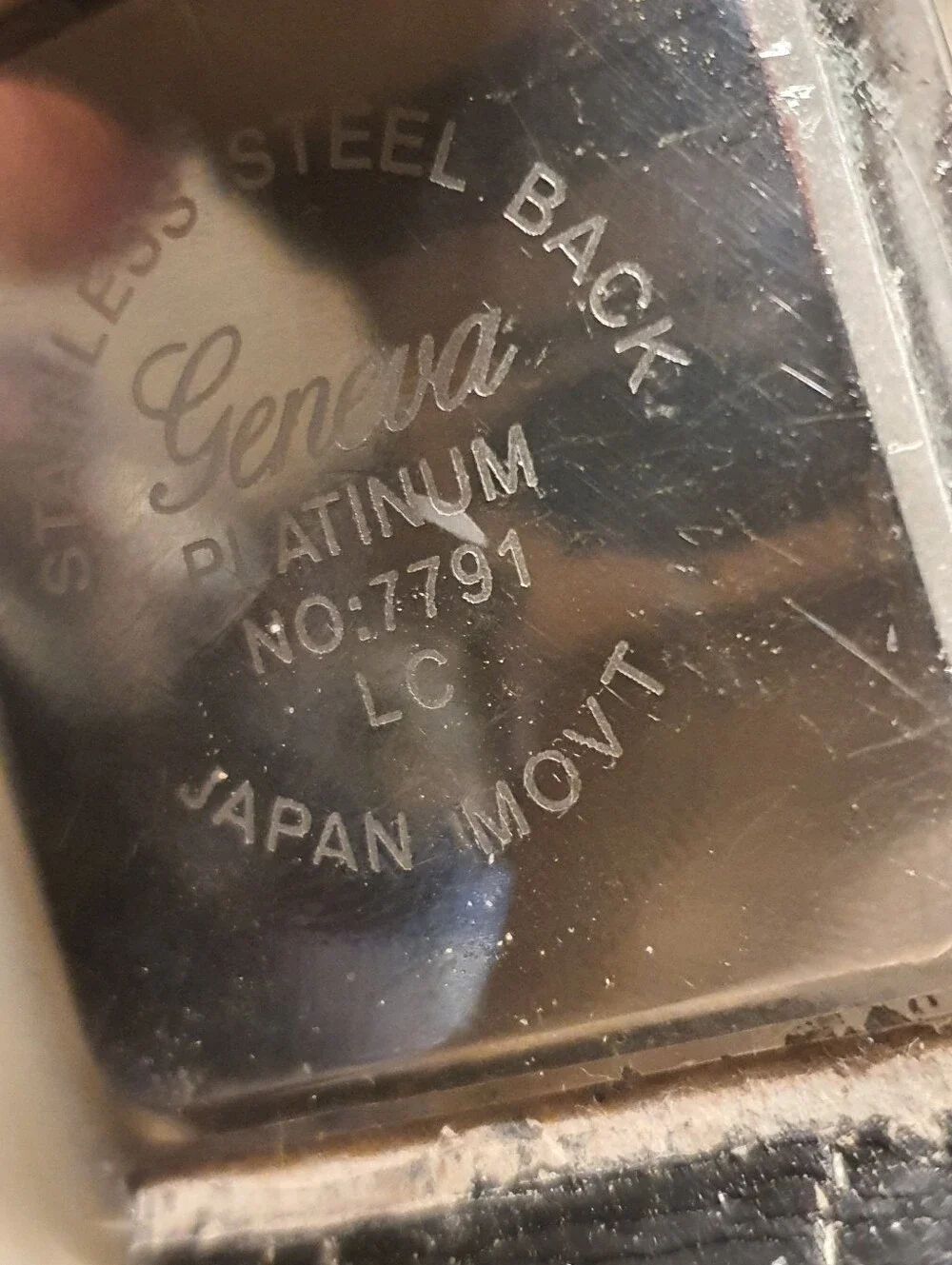 10/$20 Geneva Platinum #7791 Silver Leather 3 Timezone Men's Watch